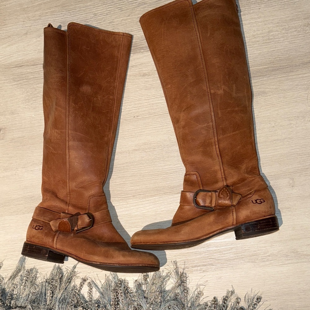UGG Tan Leather Riding Boots